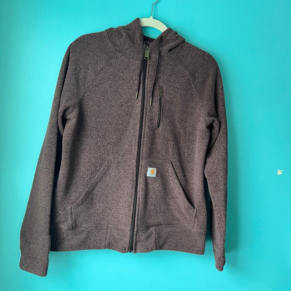 Carhartt Full Zip Hooded Relaxed Fit Jacket Women's Size M Heather Maroon Color - Picture 9 of 10
